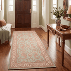 Spinney2 Traditional Floral Border Sage Ivory Rose Washable Indoor Outdoor Entryway Rug - RugzellaDigital Print RugRugzellaRugzellaBBB445-RECT-24x47-60x120cmRGZLLA137906Rectangle2' x 3'11" (60x120 cm)RUNNER | Spinney2 runner entryway