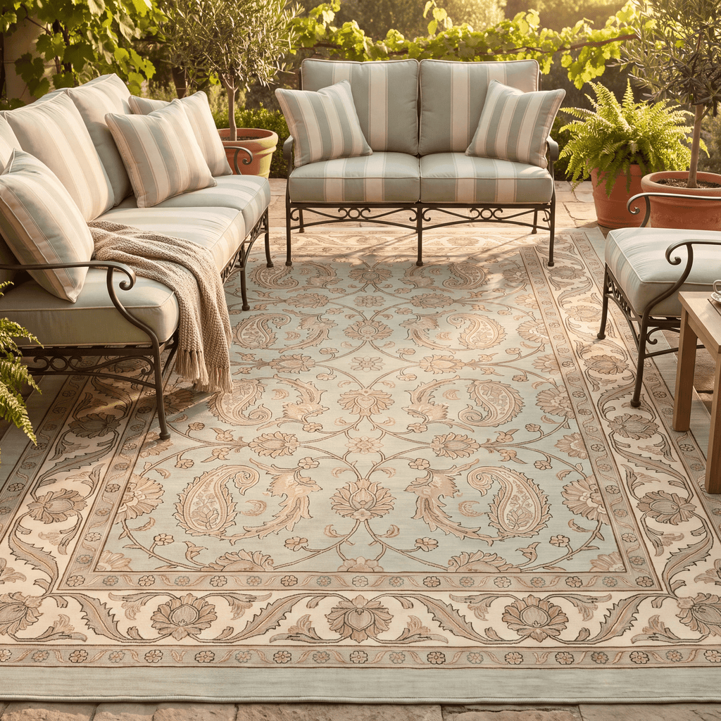 Spinney2 Traditional Floral Border Sage Ivory Rose Washable Indoor Outdoor Entryway Rug - RugzellaDigital Print RugRugzellaRugzellaBBB445-RECT-24x47-60x120cmRGZLLA137906Rectangle2' x 3'11" (60x120 cm)RECTANGLE | Spinney2 rectangle outdoor
