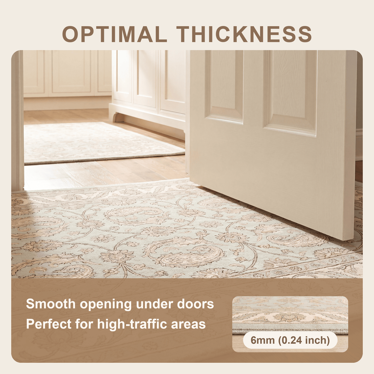 Spinney2 Traditional Floral Border Sage Ivory Rose Washable Indoor Outdoor Entryway Rug - RugzellaDigital Print RugRugzellaRugzellaBBB445-RECT-24x47-60x120cmRGZLLA137906Rectangle2' x 3'11" (60x120 cm)SHARED | Spinney2 feature thickness