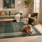 Springhead Modern Minimalist Border Forest Green Moss Bone Washable Indoor Outdoor Entryway Rug - RugzellaDigital Print RugRugzellaRugzellaBBB474-RECT-24x47-60x120cmRGZLLA141256Rectangle2' x 3'11" (60x120 cm)RECTANGLE | Springhead rectangle livingroom