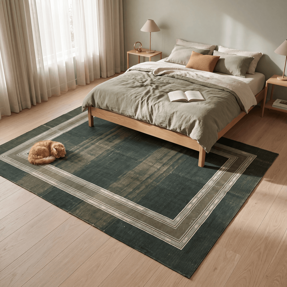 Springhead Modern Minimalist Border Forest Green Moss Bone Washable Indoor Outdoor Entryway Rug - RugzellaDigital Print RugRugzellaRugzellaBBB474-RECT-24x47-60x120cmRGZLLA141256Rectangle2' x 3'11" (60x120 cm)RECTANGLE | Springhead rectangle bedroom