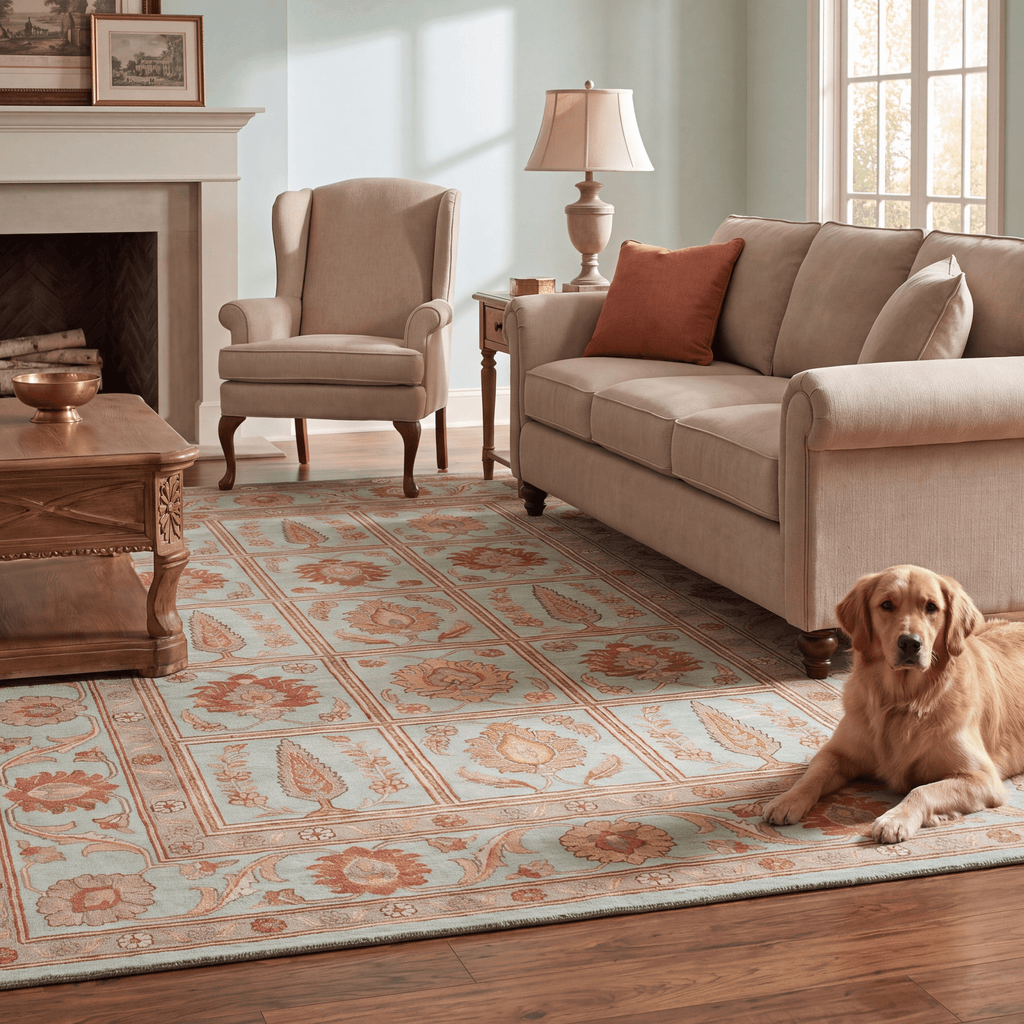 Spur2 Traditional Oriental Style Medallion Teal Ivory Rust Washable Indoor Outdoor Entryway Rug - RugzellaDigital Print RugRugzellaRugzellaBBB446-RECT-24x47-60x120cmRGZLLA101056Rectangle2' x 3'11" (60x120 cm)RECTANGLE | Spur2 rectangle livingroom