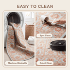 Spur2 Traditional Oriental Style Medallion Teal Ivory Rust Washable Indoor Outdoor Entryway Rug - RugzellaDigital Print RugRugzellaRugzellaBBB446-RECT-24x47-60x120cmRGZLLA101056Rectangle2' x 3'11" (60x120 cm)SHARED | Spur2 feature clean