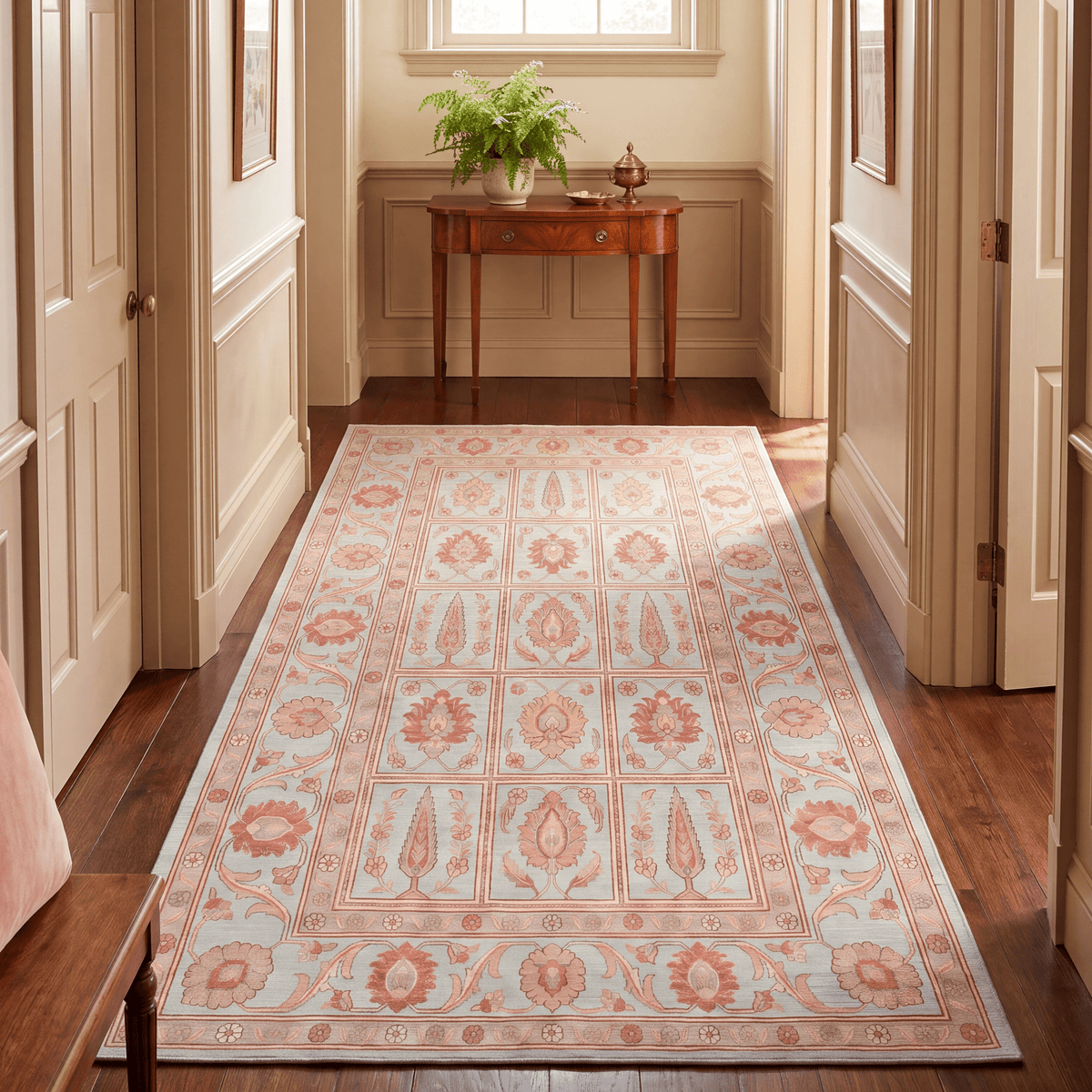 Spur2 Traditional Oriental Style Medallion Teal Ivory Rust Washable Indoor Outdoor Entryway Rug - RugzellaDigital Print RugRugzellaRugzellaBBB446-RECT-24x47-60x120cmRGZLLA101056Rectangle2' x 3'11" (60x120 cm)RUNNER | Spur2 runner hallway