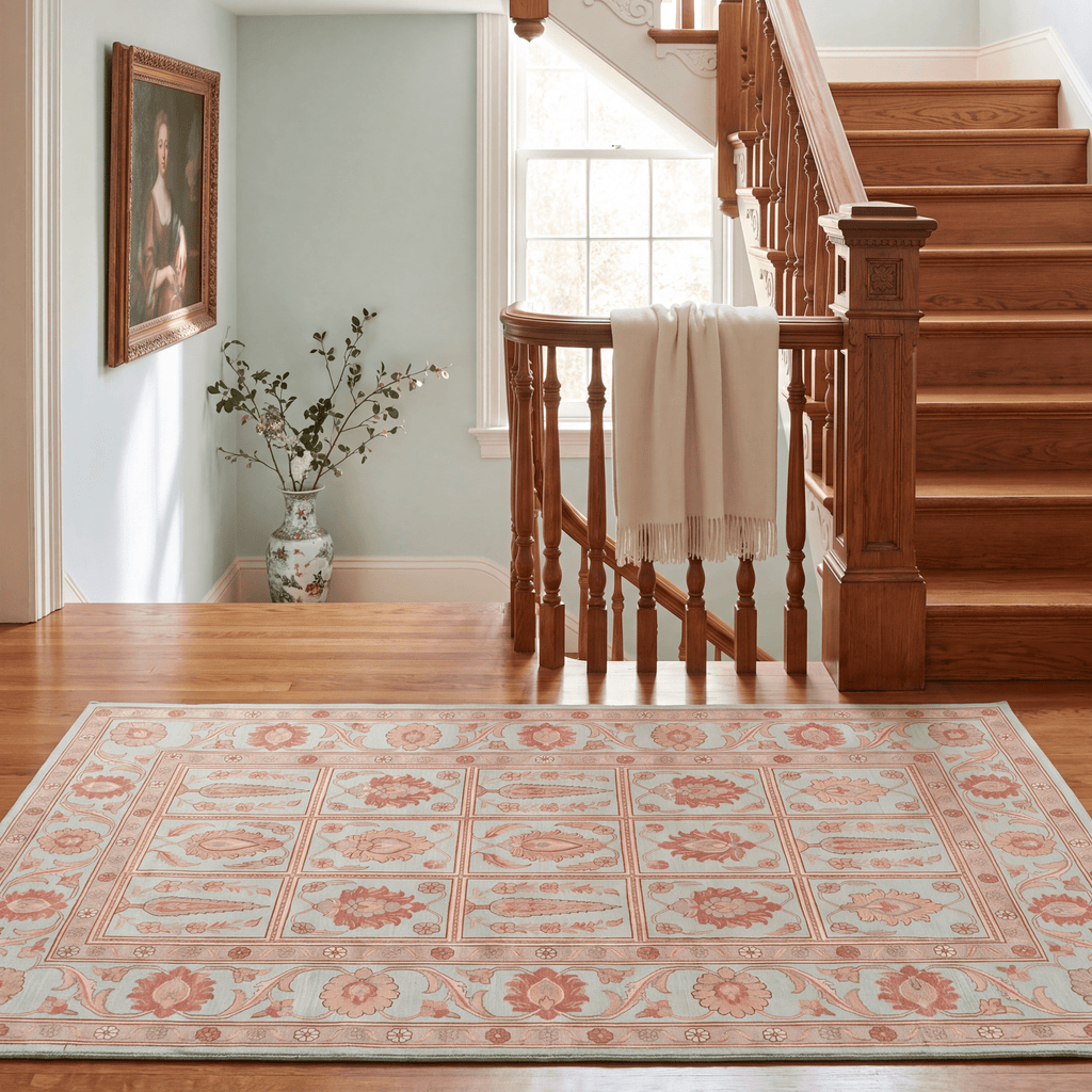 Spur2 Traditional Oriental Style Medallion Teal Ivory Rust Washable Indoor Outdoor Entryway Rug - RugzellaDigital Print RugRugzellaRugzellaBBB446-RECT-24x47-60x120cmRGZLLA101056Rectangle2' x 3'11" (60x120 cm)RUNNER | Spur2 runner staircase