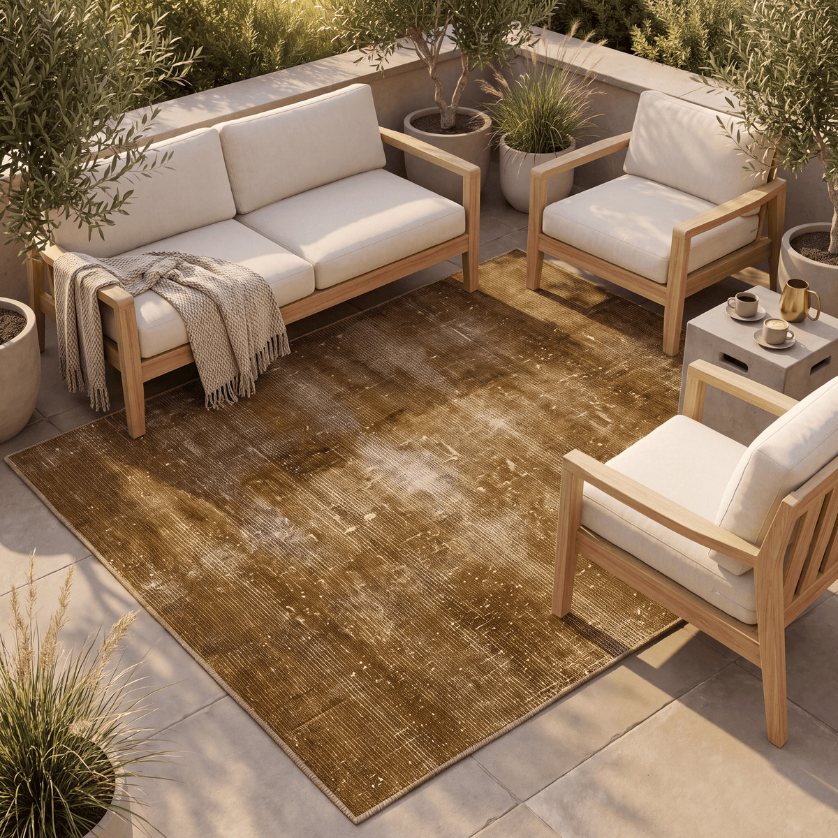 Stonefield Modern Distressed Solid Bronze Umber Wheat Washable Indoor Outdoor Entryway Rug - RugzellaDigital Print RugRugzellaRugzellaBBB475-RECT-24x47-60x120cmRGZLLA141591Rectangle2' x 3'11" (60x120 cm)RECTANGLE | Stonefield rectangle outdoor
