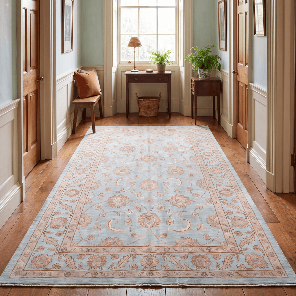 Strand2 Traditional Distressed Medallion Teal Ivory Rust Washable Indoor Outdoor Entryway Rug - RugzellaDigital Print RugRugzellaRugzellaBBB447-RECT-24x47-60x120cmRGZLLA138241Rectangle2' x 3'11" (60x120 cm)RUNNER | Strand2 runner hallway