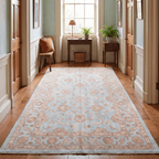 Strand2 Traditional Distressed Medallion Teal Ivory Rust Washable Indoor Outdoor Entryway Rug - RugzellaDigital Print RugRugzellaRugzellaBBB447-RECT-24x47-60x120cmRGZLLA138241Rectangle2' x 3'11" (60x120 cm)RUNNER | Strand2 runner hallway