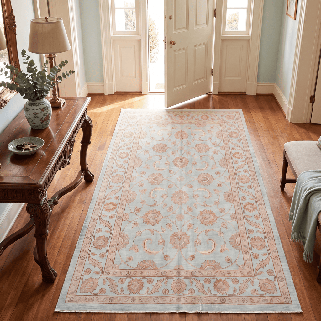 Strand2 Traditional Distressed Medallion Teal Ivory Rust Washable Indoor Outdoor Entryway Rug - RugzellaDigital Print RugRugzellaRugzellaBBB447-RECT-24x47-60x120cmRGZLLA138241Rectangle2' x 3'11" (60x120 cm)RUNNER | Strand2 runner entryway