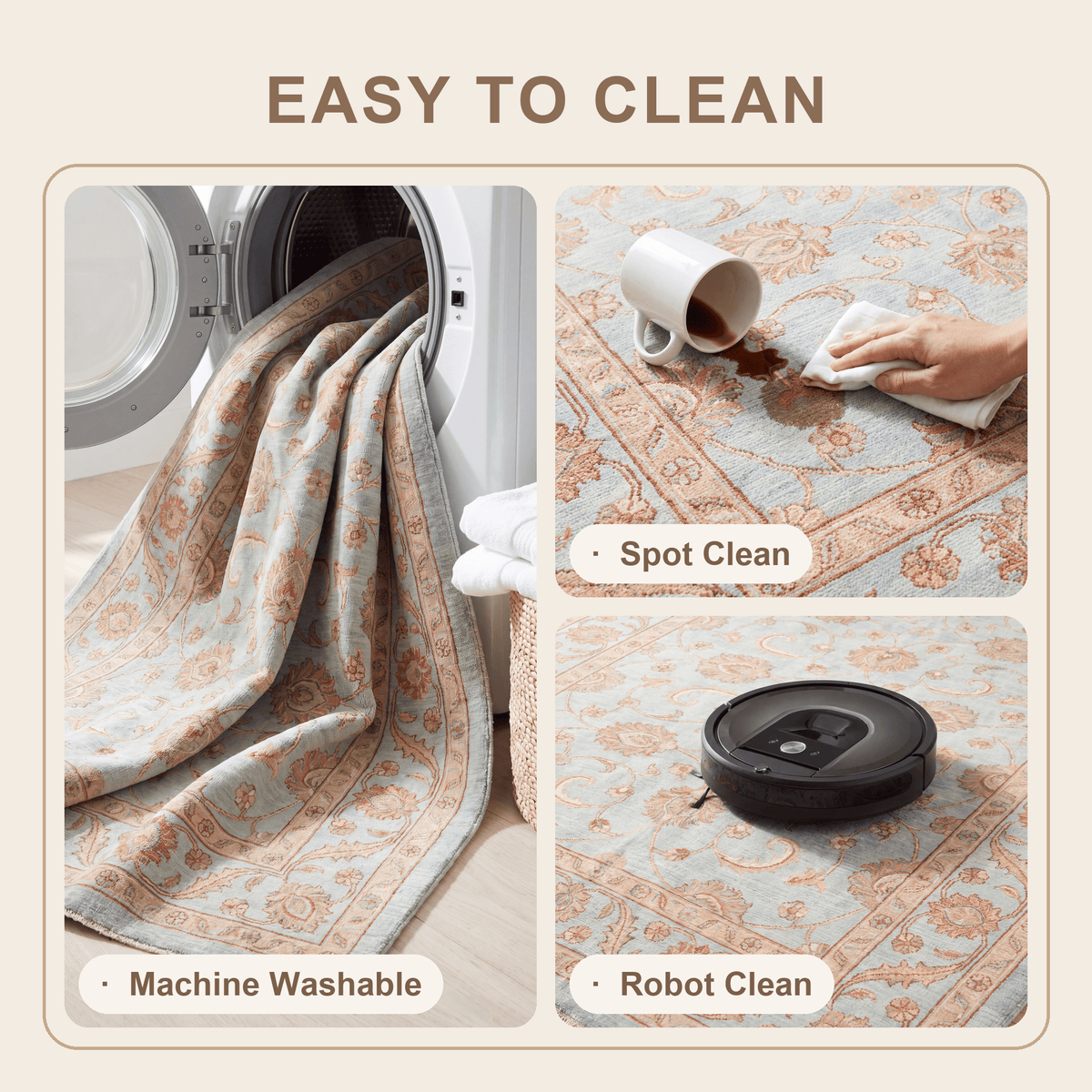 Strand2 Traditional Distressed Medallion Teal Ivory Rust Washable Indoor Outdoor Entryway Rug - RugzellaDigital Print RugRugzellaRugzellaBBB447-RECT-24x47-60x120cmRGZLLA138241Rectangle2' x 3'11" (60x120 cm)SHARED | Strand2 feature clean