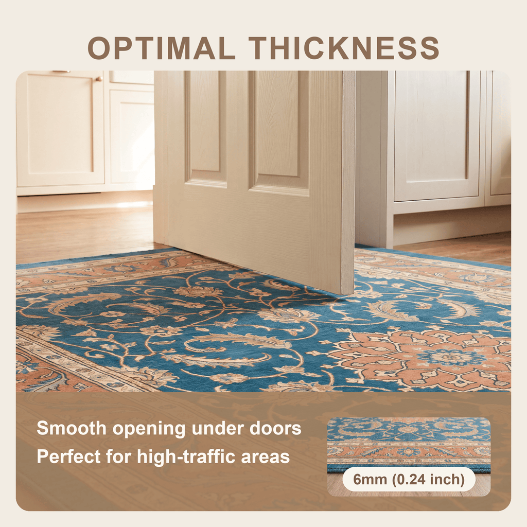 Stubblefield Traditional Overdyed Medallion Teal Copper Cream Washable Indoor Outdoor Entryway Rug - RugzellaDigital Print RugRugzellaRugzellaBBB476-RECT-24x47-60x120cmRGZLLA141926Rectangle2' x 3'11" (60x120 cm)SHARED | Stubblefield feature thickness