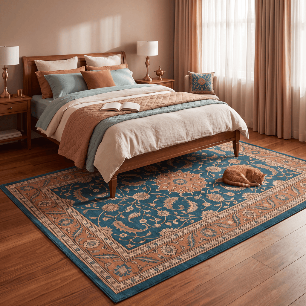 Stubblefield Traditional Overdyed Medallion Teal Copper Cream Washable Indoor Outdoor Entryway Rug - RugzellaDigital Print RugRugzellaRugzellaBBB476-RECT-24x47-60x120cmRGZLLA141926Rectangle2' x 3'11" (60x120 cm)RECTANGLE | Stubblefield rectangle bedroom