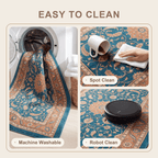 Stubblefield Traditional Overdyed Medallion Teal Copper Cream Washable Indoor Outdoor Entryway Rug - RugzellaDigital Print RugRugzellaRugzellaBBB476-RECT-24x47-60x120cmRGZLLA141926Rectangle2' x 3'11" (60x120 cm)SHARED | Stubblefield feature clean
