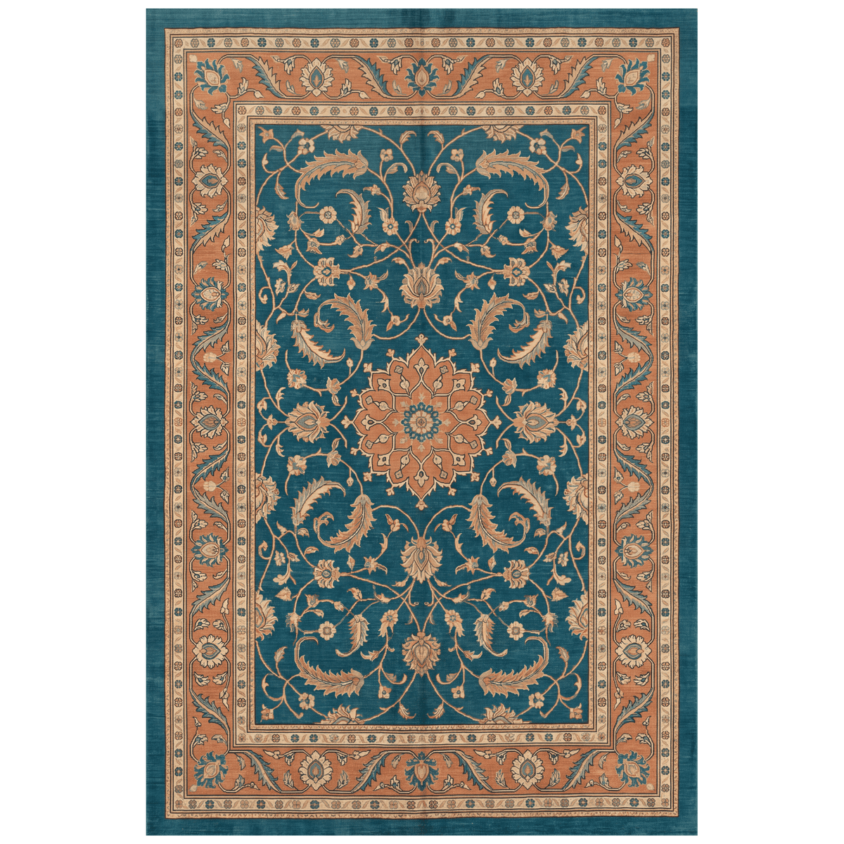 Stubblefield Traditional Overdyed Medallion Teal Copper Cream Washable Indoor Outdoor Entryway Rug - RugzellaDigital Print RugRugzellaRugzellaBBB476-RECT-24x47-60x120cmRGZLLA141926Rectangle2' x 3'11" (60x120 cm)RECTANGLE | HERO | Stubblefield rectangle