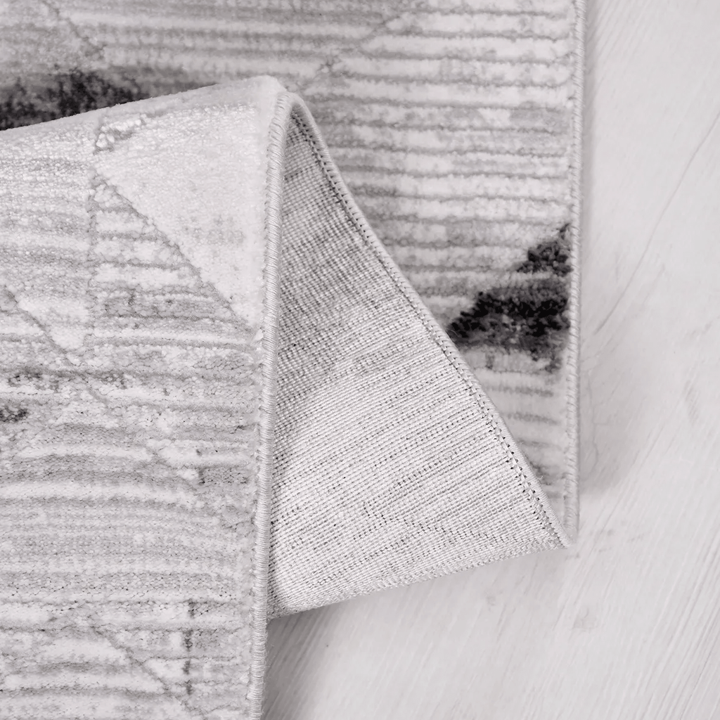 Tanzanite Ivory Charcoal Geometric Modern Machine Woven Rug - RugzellaMachine Woven RugRugzellaRugzellaRPJL01K-80x80cm-31x31in-SquareRGZLLA98333Square2'7" x 2'7" (80x80 cm)SHARED | Tanzanite Ivory Charcoal Geometric Modern Machine Woven Livi photo 2