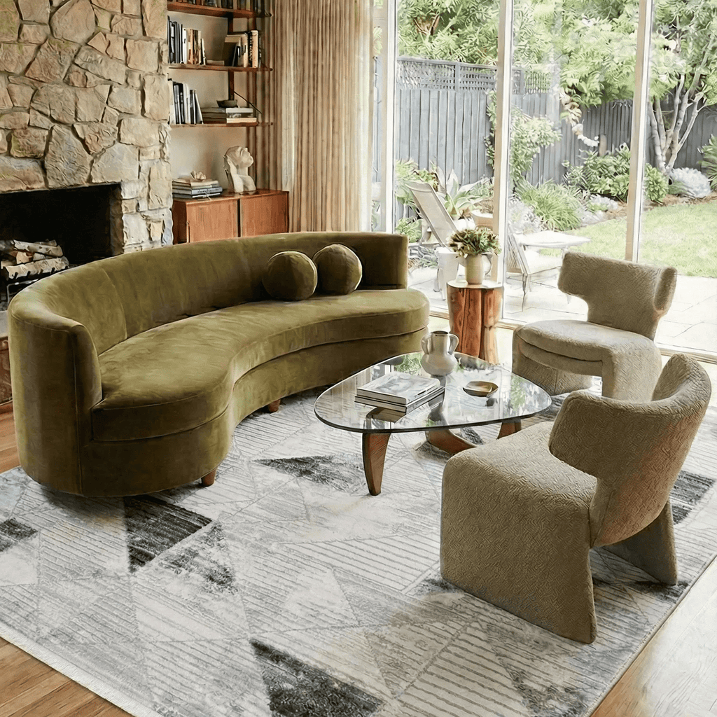 Tanzanite Ivory Charcoal Geometric Modern Machine Woven Rug - RugzellaMachine Woven RugRugzellaRugzellaRPJL01K-80x80cm-31x31in-SquareRGZLLA98333Square2'7" x 2'7" (80x80 cm)SHARED | Tanzanite Ivory Charcoal Geometric Modern Machine Woven Livi photo 6