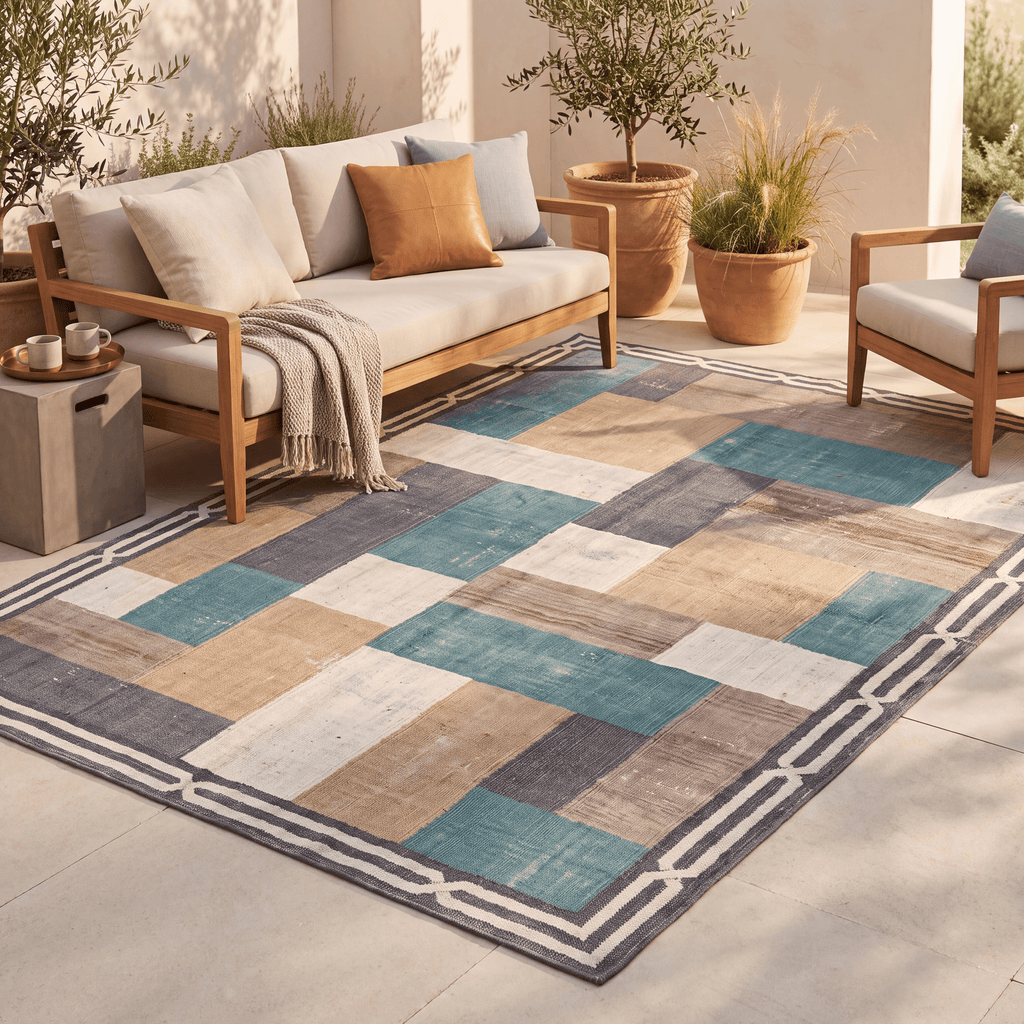 Thornbank Modern Speckled Mosaic Dot Teal Beige Slate Washable Indoor Outdoor Entryway Rug - RugzellaDigital Print RugRugzellaRugzellaBBB477-RECT-24x47-60x120cmRGZLLA145276Rectangle2' x 3'11" (60x120 cm)RECTANGLE | Thornbank rectangle outdoor