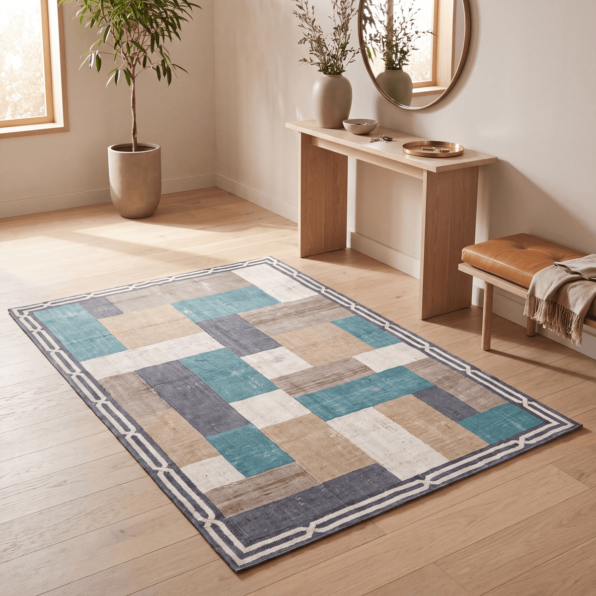 Thornbank Modern Speckled Mosaic Dot Teal Beige Slate Washable Indoor Outdoor Entryway Rug - RugzellaDigital Print RugRugzellaRugzellaBBB477-RECT-24x47-60x120cmRGZLLA145276Rectangle2' x 3'11" (60x120 cm)RECTANGLE | Thornbank rectangle entryway