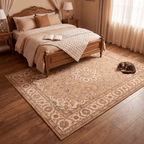 Townfield Traditional Distressed Medallion Camel Cream Indigo Washable Indoor Outdoor Entryway Rug - RugzellaDigital Print RugRugzellaRugzellaBBB478-RECT-24x47-60x120cmRGZLLA142261Rectangle2' x 3'11" (60x120 cm)RECTANGLE | Townfield rectangle bedroom