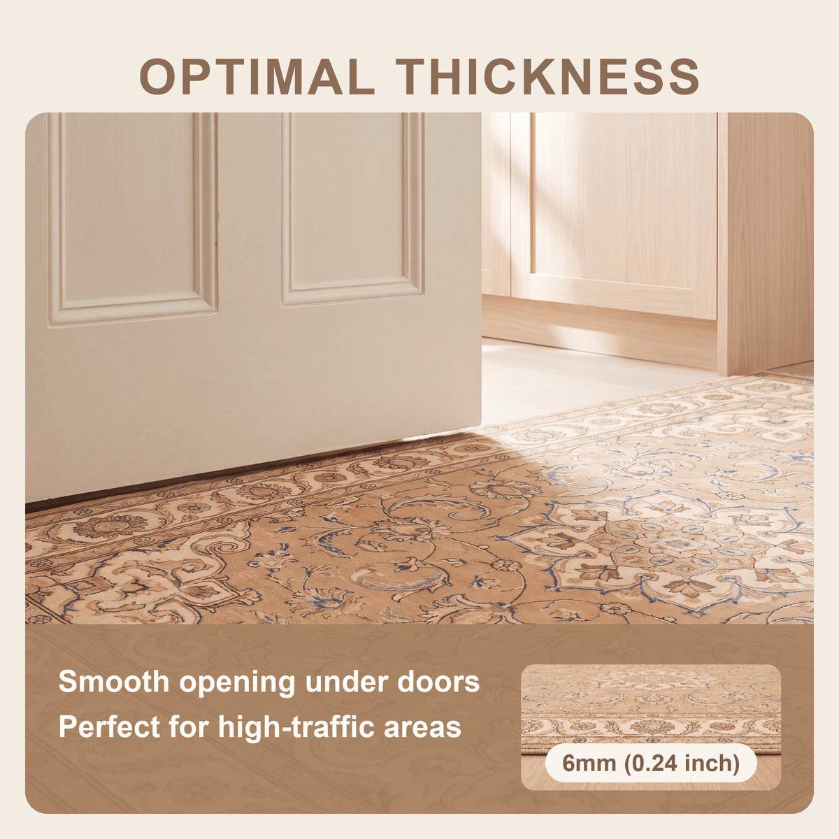 Townfield Traditional Distressed Medallion Camel Cream Indigo Washable Indoor Outdoor Entryway Rug - RugzellaDigital Print RugRugzellaRugzellaBBB478-RECT-24x47-60x120cmRGZLLA142261Rectangle2' x 3'11" (60x120 cm)SHARED | Townfield feature thickness