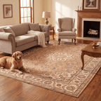 Townfield Traditional Distressed Medallion Camel Cream Indigo Washable Indoor Outdoor Entryway Rug - RugzellaDigital Print RugRugzellaRugzellaBBB478-RECT-24x47-60x120cmRGZLLA142261Rectangle2' x 3'11" (60x120 cm)RECTANGLE | Townfield rectangle livingroom