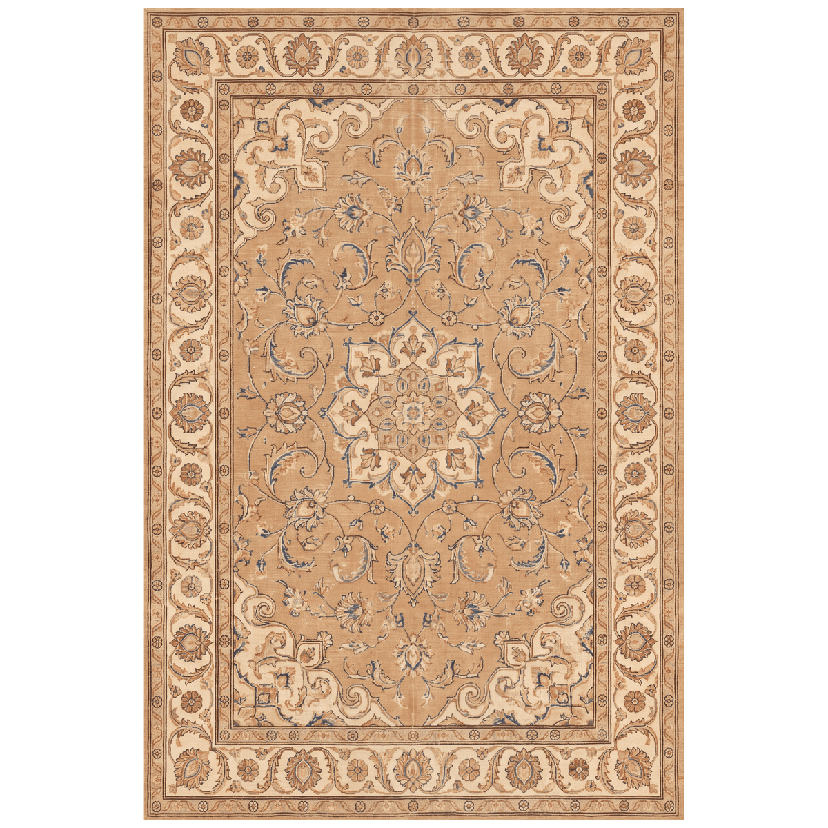 Townfield Traditional Distressed Medallion Camel Cream Indigo Washable Indoor Outdoor Entryway Rug - RugzellaDigital Print RugRugzellaRugzellaBBB478-RECT-24x47-60x120cmRGZLLA142261Rectangle2' x 3'11" (60x120 cm)RECTANGLE | HERO | Townfield rectangle