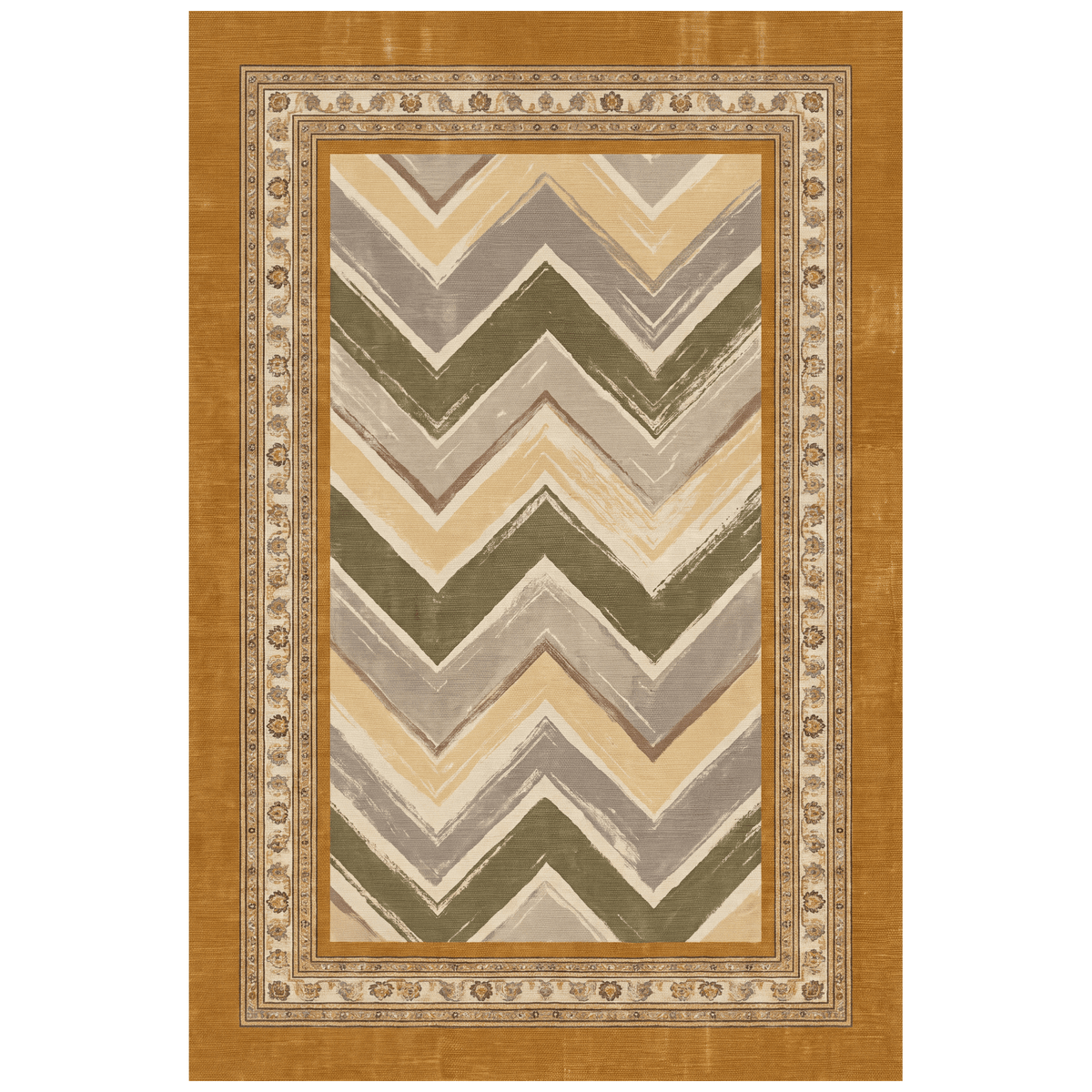 Trellis2 Modern Brushstroke Stripe Ochre Olive Stone Washable Indoor Outdoor Rug - RugzellaDigital Print RugRugzellaRugzellaBBB406-RECT-24x47-60x120cmRGZLLA117806Rectangle2' x 3'11" (60x120 cm)RECTANGLE | HERO | Trellis2 rectangle