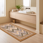 Trellis2 Modern Brushstroke Stripe Ochre Olive Stone Washable Indoor Outdoor Rug - RugzellaDigital Print RugRugzellaRugzellaBBB406-RECT-24x47-60x120cmRGZLLA117806Rectangle2' x 3'11" (60x120 cm)RUNNER | Trellis2 runner bathroom
