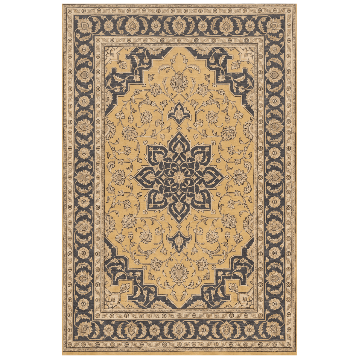 Twilight2 Traditional Medallion Border Mustard Charcoal Ivory Washable Indoor Outdoor Rug - RugzellaDigital Print RugRugzellaRugzellaBBB375-RECT-24x47-60x120cmRGZLLA108761Rectangle2' x 3'11" (60x120 cm)RECTANGLE | HERO | Twilight2 rectangle