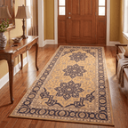 Twilight2 Traditional Medallion Border Mustard Charcoal Ivory Washable Indoor Outdoor Rug - RugzellaDigital Print RugRugzellaRugzellaBBB375-RECT-24x47-60x120cmRGZLLA108761Rectangle2' x 3'11" (60x120 cm)RUNNER | Twilight2 runner entryway