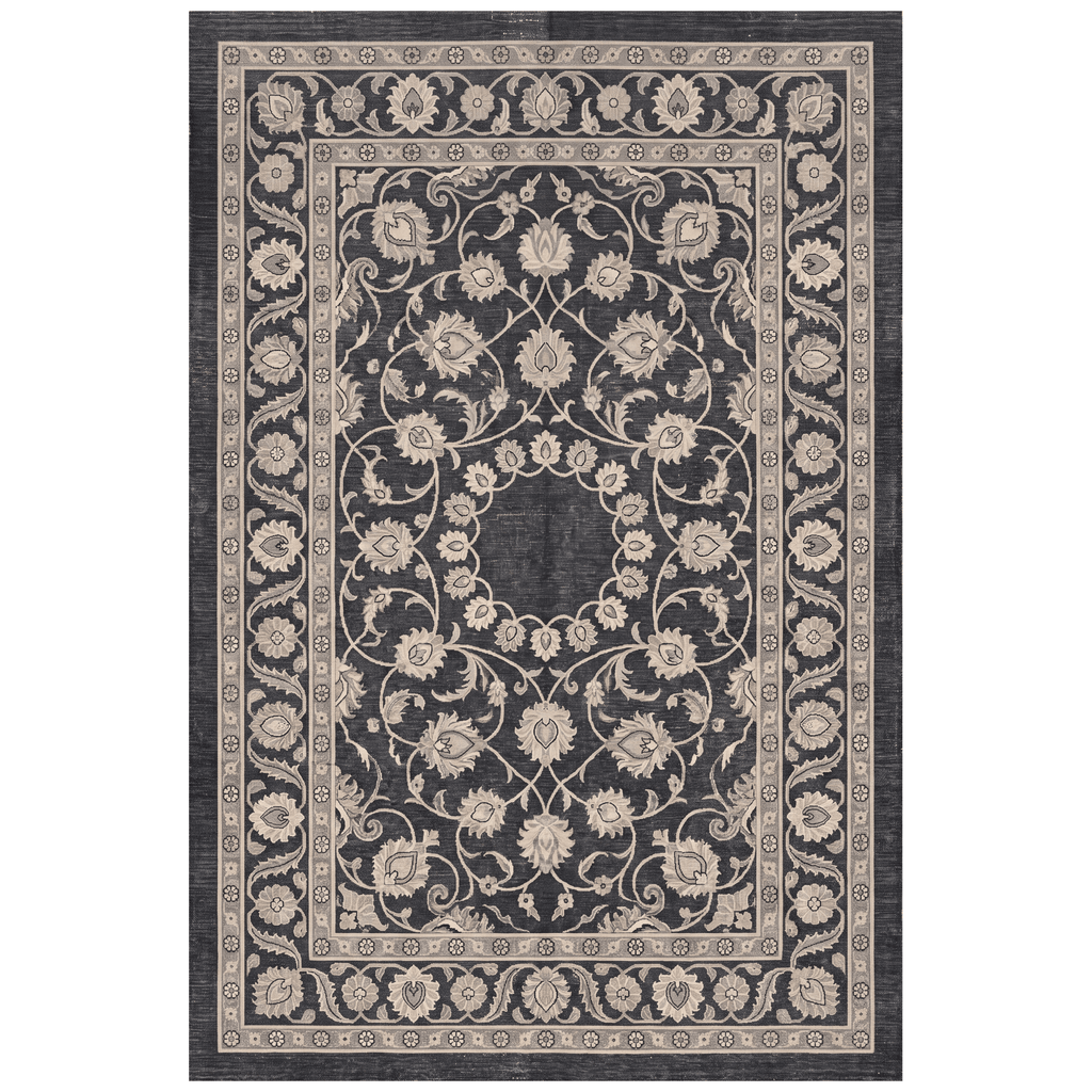Veranda2 Traditional Medallion Border Charcoal Gray Ivory Washable Indoor Outdoor Rug - RugzellaDigital Print RugRugzellaRugzellaBBB400-RECT-24x47-60x120cmRGZLLA115796Rectangle2' x 3'11" (60x120 cm)RECTANGLE | HERO | Veranda2 rectangle