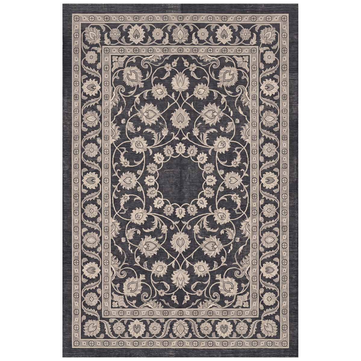 Veranda2 Traditional Medallion Border Charcoal Gray Ivory Washable Indoor Outdoor Rug - RugzellaDigital Print RugRugzellaRugzellaBBB400-RECT-24x47-60x120cmRGZLLA115796Rectangle2' x 3'11" (60x120 cm)RECTANGLE | HERO | Veranda2 rectangle