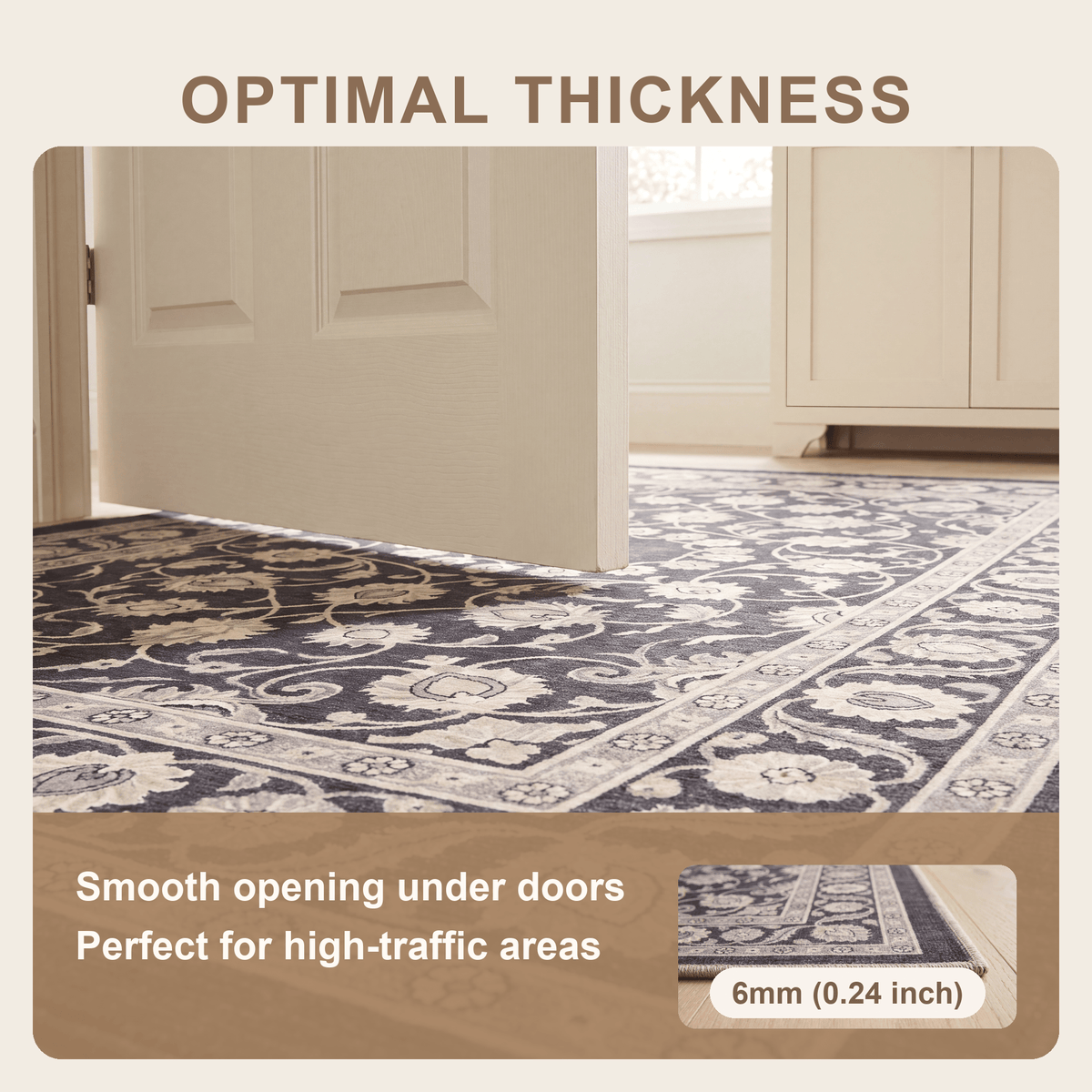 Veranda2 Traditional Medallion Border Charcoal Gray Ivory Washable Indoor Outdoor Rug - RugzellaDigital Print RugRugzellaRugzellaBBB400-RECT-24x47-60x120cmRGZLLA115796Rectangle2' x 3'11" (60x120 cm)SHARED | Veranda2 feature thickness