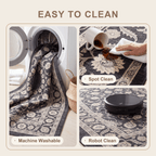 Veranda2 Traditional Medallion Border Charcoal Gray Ivory Washable Indoor Outdoor Rug - RugzellaDigital Print RugRugzellaRugzellaBBB400-RECT-24x47-60x120cmRGZLLA115796Rectangle2' x 3'11" (60x120 cm)SHARED | Veranda2 feature clean