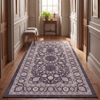 Veranda2 Traditional Medallion Border Charcoal Gray Ivory Washable Indoor Outdoor Rug - RugzellaDigital Print RugRugzellaRugzellaBBB400-RECT-24x47-60x120cmRGZLLA115796Rectangle2' x 3'11" (60x120 cm)RUNNER | Veranda2 runner hallway