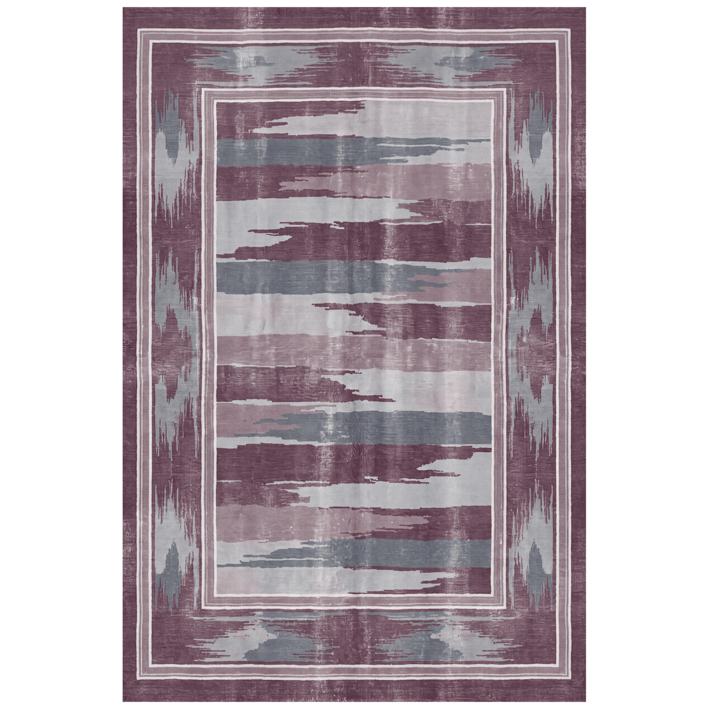 Wandale Modern Brushstroke Stripe Plum Slate Chalk Washable Indoor Outdoor Entryway Rug - RugzellaDigital Print RugRugzellaRugzellaBBB479-RECT-24x47-60x120cmRGZLLA142596Rectangle2' x 3'11" (60x120 cm)RECTANGLE | HERO | Wandale rectangle