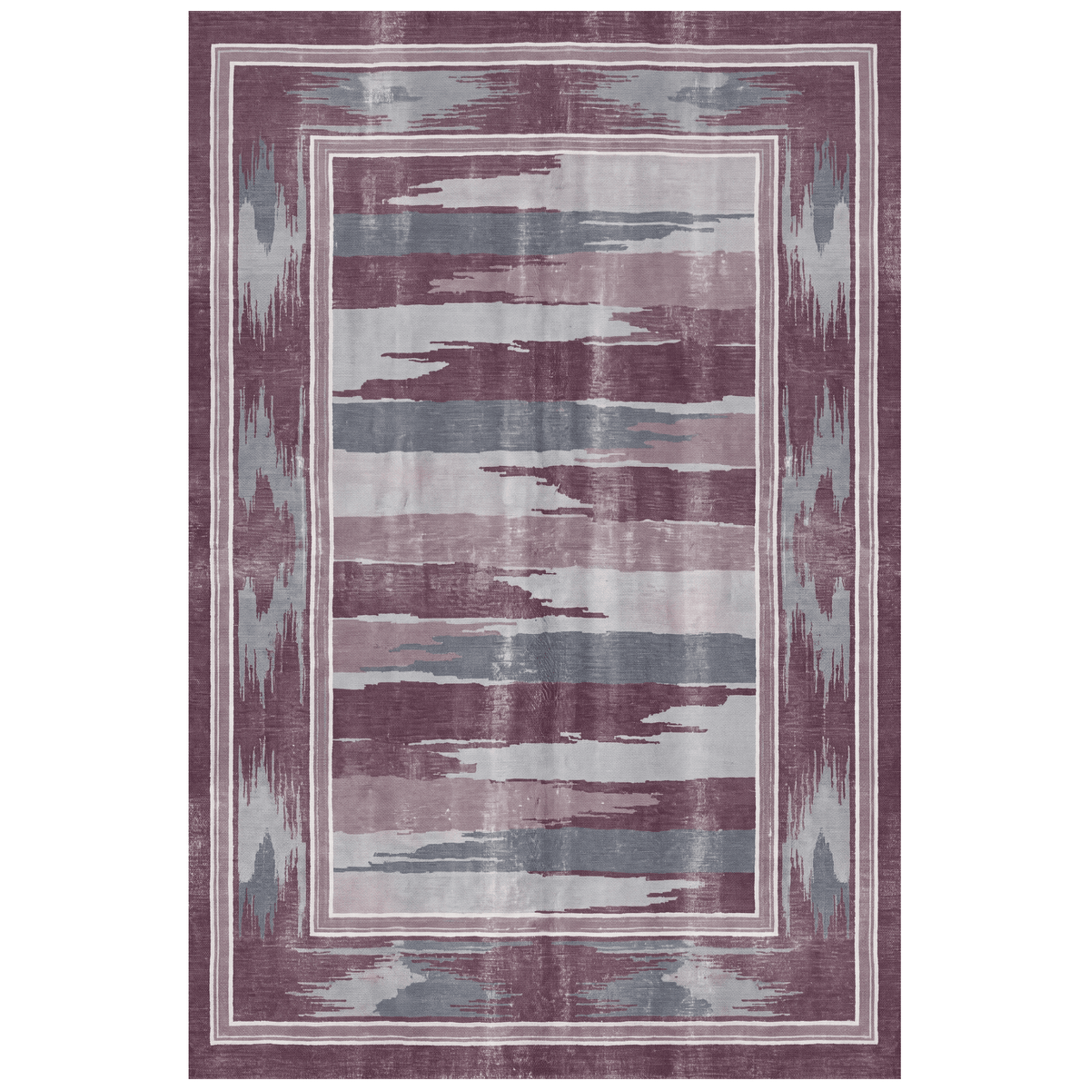 Wandale Modern Brushstroke Stripe Plum Slate Chalk Washable Indoor Outdoor Entryway Rug - RugzellaDigital Print RugRugzellaRugzellaBBB479-RECT-24x47-60x120cmRGZLLA142596Rectangle2' x 3'11" (60x120 cm)RECTANGLE | HERO | Wandale rectangle