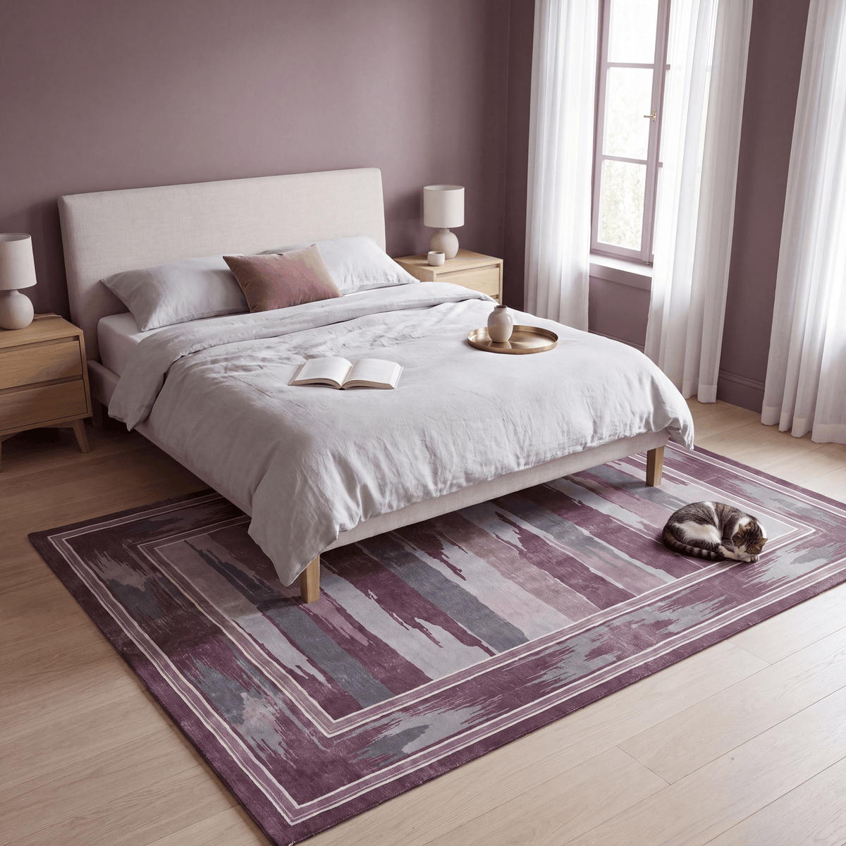 Wandale Modern Brushstroke Stripe Plum Slate Chalk Washable Indoor Outdoor Entryway Rug - RugzellaDigital Print RugRugzellaRugzellaBBB479-RECT-24x47-60x120cmRGZLLA142596Rectangle2' x 3'11" (60x120 cm)RECTANGLE | Wandale rectangle bedroom