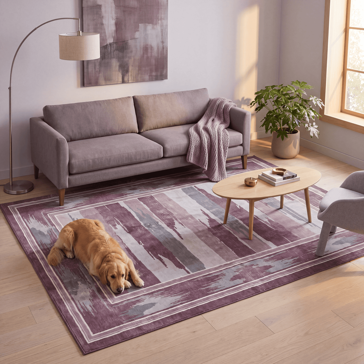Wandale Modern Brushstroke Stripe Plum Slate Chalk Washable Indoor Outdoor Entryway Rug - RugzellaDigital Print RugRugzellaRugzellaBBB479-RECT-24x47-60x120cmRGZLLA142596Rectangle2' x 3'11" (60x120 cm)RECTANGLE | Wandale rectangle livingroom