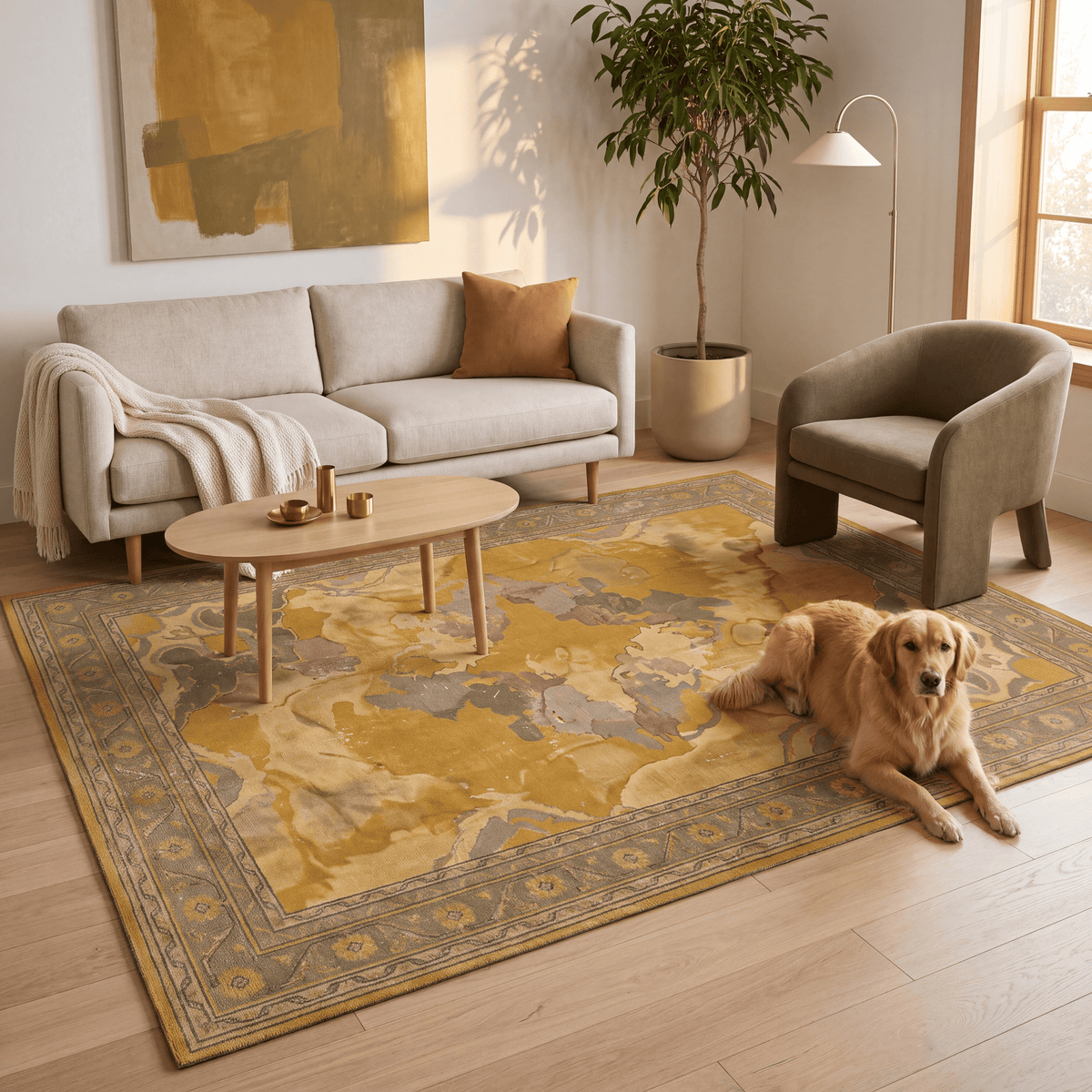 Wellfield Modern Abstract Watercolor Ochre Olive Stone Washable Indoor Outdoor Entryway Rug - RugzellaDigital Print RugRugzellaRugzellaBBB481-RECT-24x47-60x120cmRGZLLA145611Rectangle2' x 3'11" (60x120 cm)RECTANGLE | Wellfield rectangle livingroom