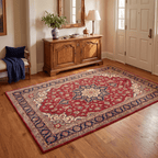 Westfield Traditional Distressed Medallion Red Navy Cream Gold Washable Indoor Outdoor Entryway Rug - RugzellaDigital Print RugRugzellaRugzellaBBB482-RECT-24x47-60x120cmRGZLLA145946Rectangle2' x 3'11" (60x120 cm)RECTANGLE | Westfield rectangle entryway