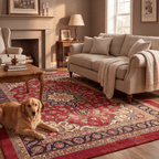 Westfield Traditional Distressed Medallion Red Navy Cream Gold Washable Indoor Outdoor Entryway Rug - RugzellaDigital Print RugRugzellaRugzellaBBB482-RECT-24x47-60x120cmRGZLLA145946Rectangle2' x 3'11" (60x120 cm)RECTANGLE | Westfield rectangle livingroom