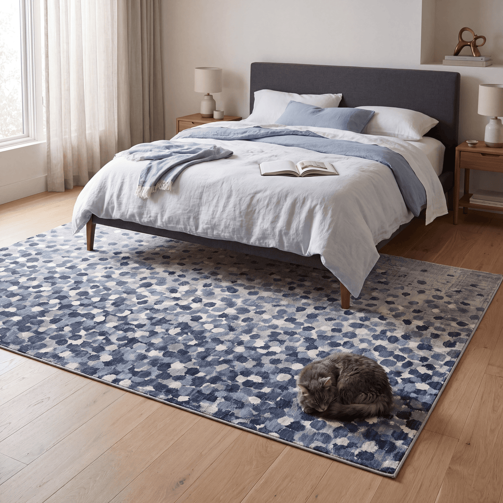 Wheatfield Modern Speckled Mosaic Dot Indigo Blue Storm Grey Chalk Washable Indoor Outdoor Entryway Rug - RugzellaDigital Print RugRugzellaRugzellaBBB483-RECT-24x47-60x120cmRGZLLA146281Rectangle2' x 3'11" (60x120 cm)RECTANGLE | Wheatfield rectangle bedroom