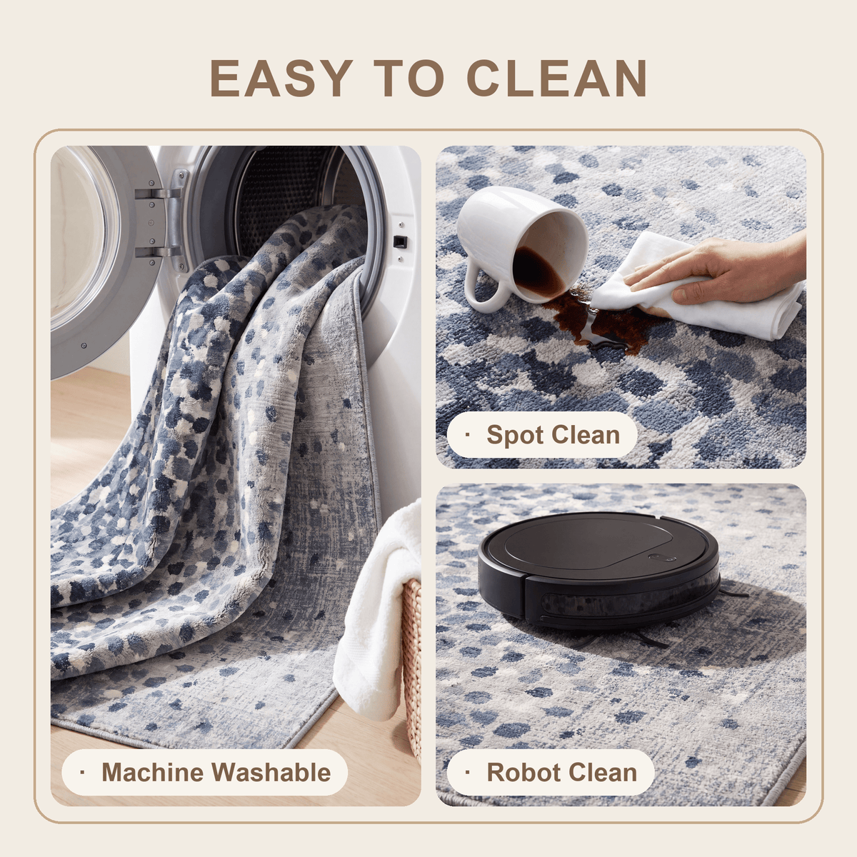 Wheatfield Modern Speckled Mosaic Dot Indigo Blue Storm Grey Chalk Washable Indoor Outdoor Entryway Rug - RugzellaDigital Print RugRugzellaRugzellaBBB483-RECT-24x47-60x120cmRGZLLA146281Rectangle2' x 3'11" (60x120 cm)SHARED | Wheatfield feature clean