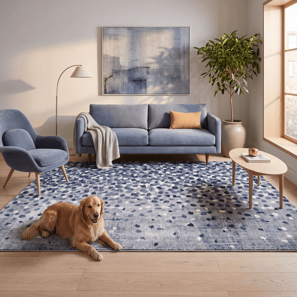Wheatfield Modern Speckled Mosaic Dot Indigo Blue Storm Grey Chalk Washable Indoor Outdoor Entryway Rug - RugzellaDigital Print RugRugzellaRugzellaBBB483-RECT-24x47-60x120cmRGZLLA146281Rectangle2' x 3'11" (60x120 cm)RECTANGLE | Wheatfield rectangle livingroom