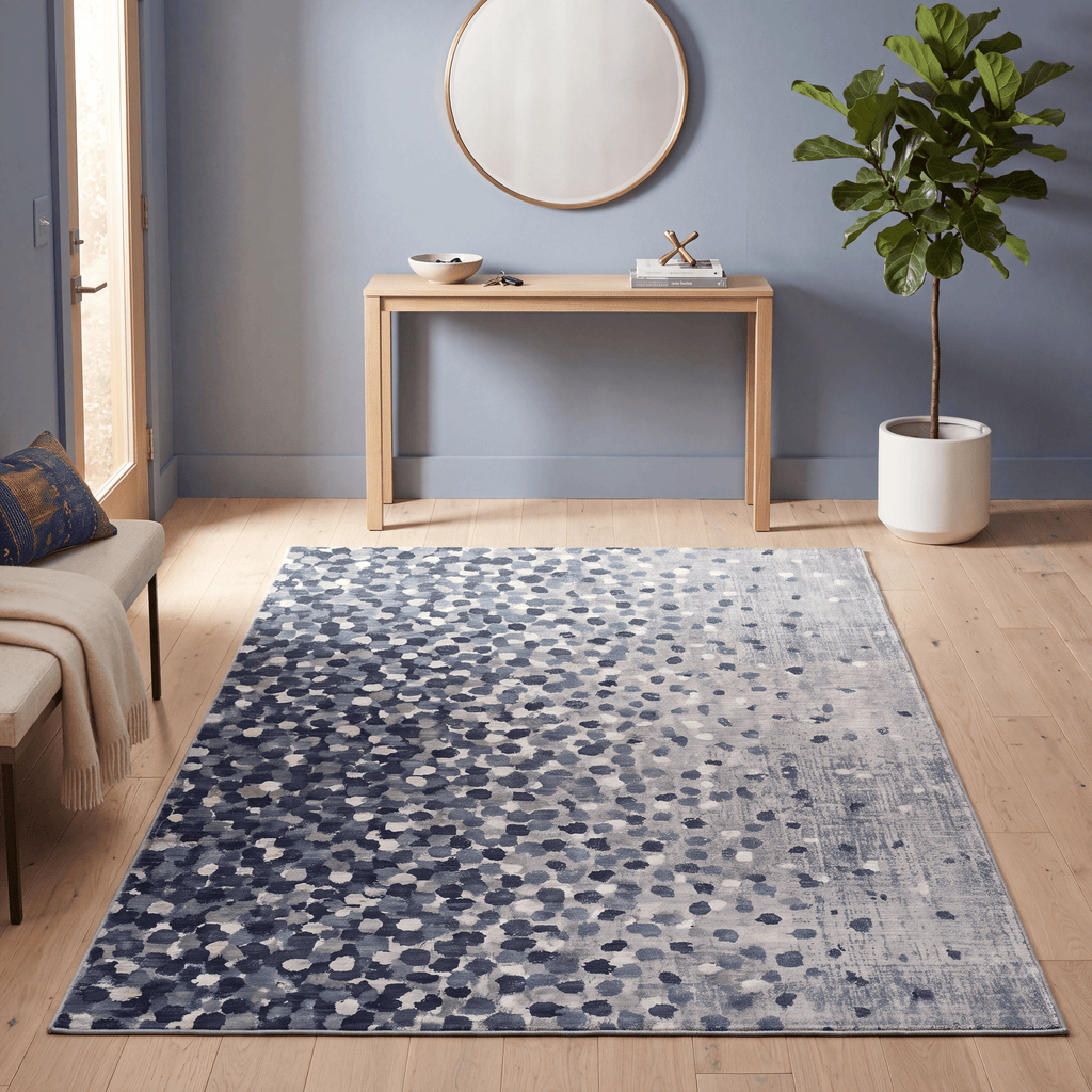 Wheatfield Modern Speckled Mosaic Dot Indigo Blue Storm Grey Chalk Washable Indoor Outdoor Entryway Rug - RugzellaDigital Print RugRugzellaRugzellaBBB483-RECT-24x47-60x120cmRGZLLA146281Rectangle2' x 3'11" (60x120 cm)RECTANGLE | Wheatfield rectangle entryway