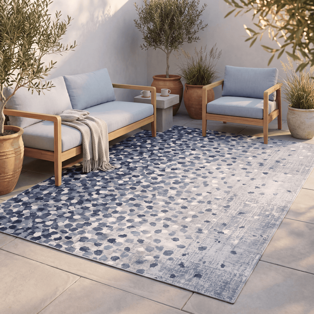 Wheatfield Modern Speckled Mosaic Dot Indigo Blue Storm Grey Chalk Washable Indoor Outdoor Entryway Rug - RugzellaDigital Print RugRugzellaRugzellaBBB483-RECT-24x47-60x120cmRGZLLA146281Rectangle2' x 3'11" (60x120 cm)RECTANGLE | Wheatfield rectangle outdoor