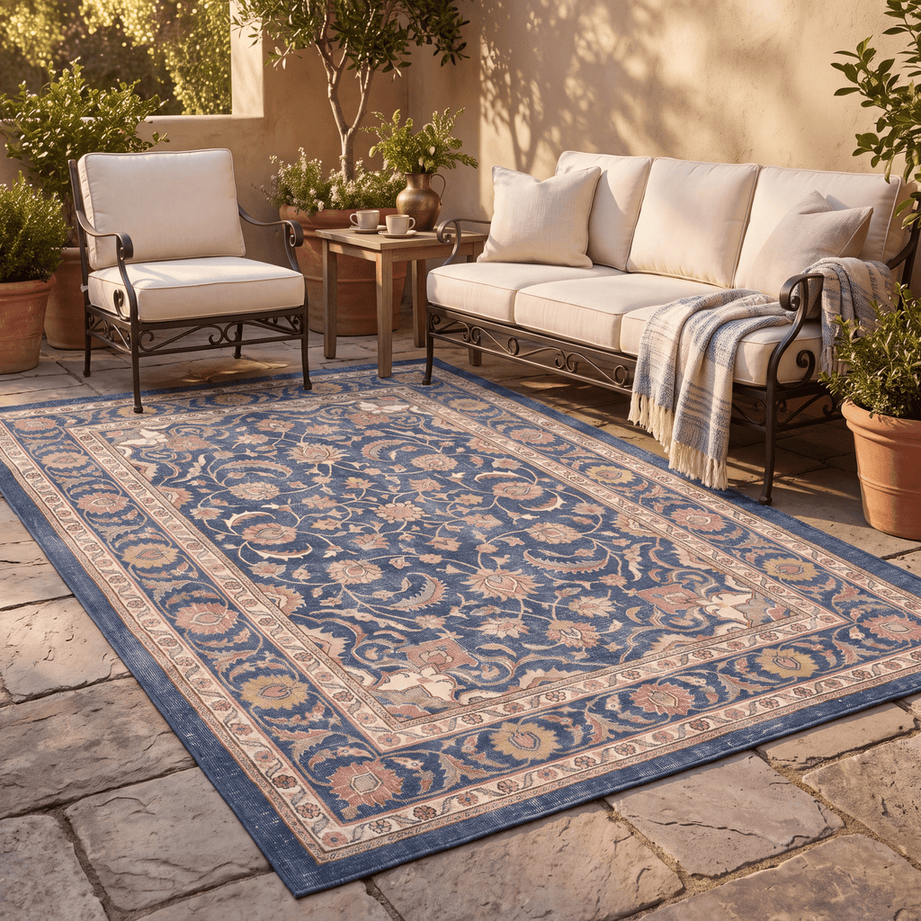 Whinfield Traditional Distressed Medallion Navy Cream Faded Washable Indoor Outdoor Entryway Rug - RugzellaDigital Print RugRugzellaRugzellaBBB484-RECT-24x47-60x120cmRGZLLA146616Rectangle2' x 3'11" (60x120 cm)RECTANGLE | Whinfield rectangle outdoor
