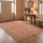 Wildmoor Traditional Floral Border Terracotta Ivory Sage Washable Indoor Outdoor Entryway Rug - RugzellaDigital Print RugRugzellaRugzellaBBB485-RECT-24x47-60x120cmRGZLLA146951Rectangle2' x 3'11" (60x120 cm)RECTANGLE | Wildmoor rectangle entryway