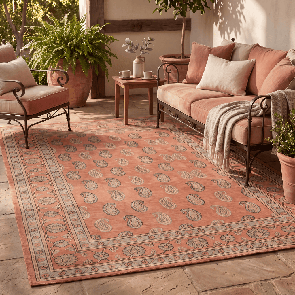 Wildmoor Traditional Floral Border Terracotta Ivory Sage Washable Indoor Outdoor Entryway Rug - RugzellaDigital Print RugRugzellaRugzellaBBB485-RECT-24x47-60x120cmRGZLLA146951Rectangle2' x 3'11" (60x120 cm)RECTANGLE | Wildmoor rectangle outdoor